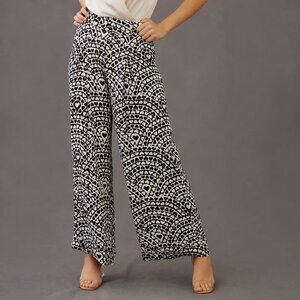 Farm Rio Anthropologie Heart Pleated Wide-Leg Pants Medium